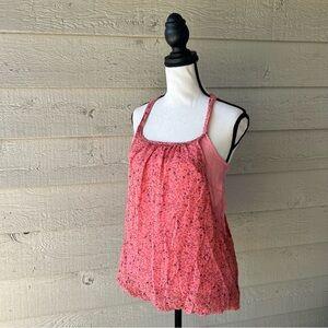 Y2K Floral Pink Women's Tank Top Small Flowy Halter